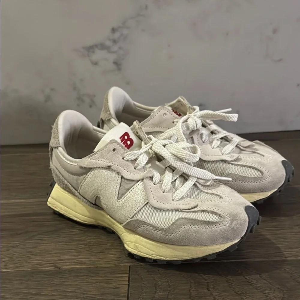 New Balance Women's Sneakers - Cream and Red - Picture 2 of 5